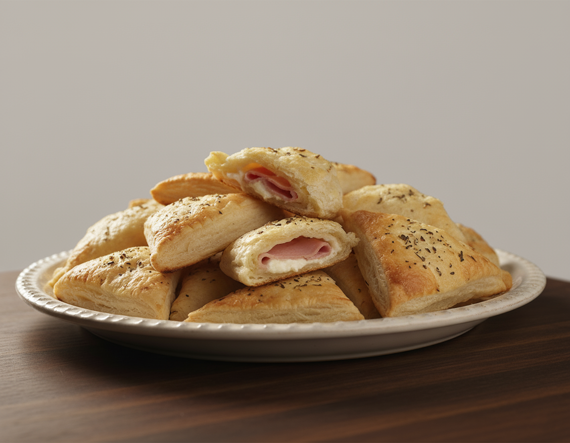Mini triângulo de presunto e queijo
